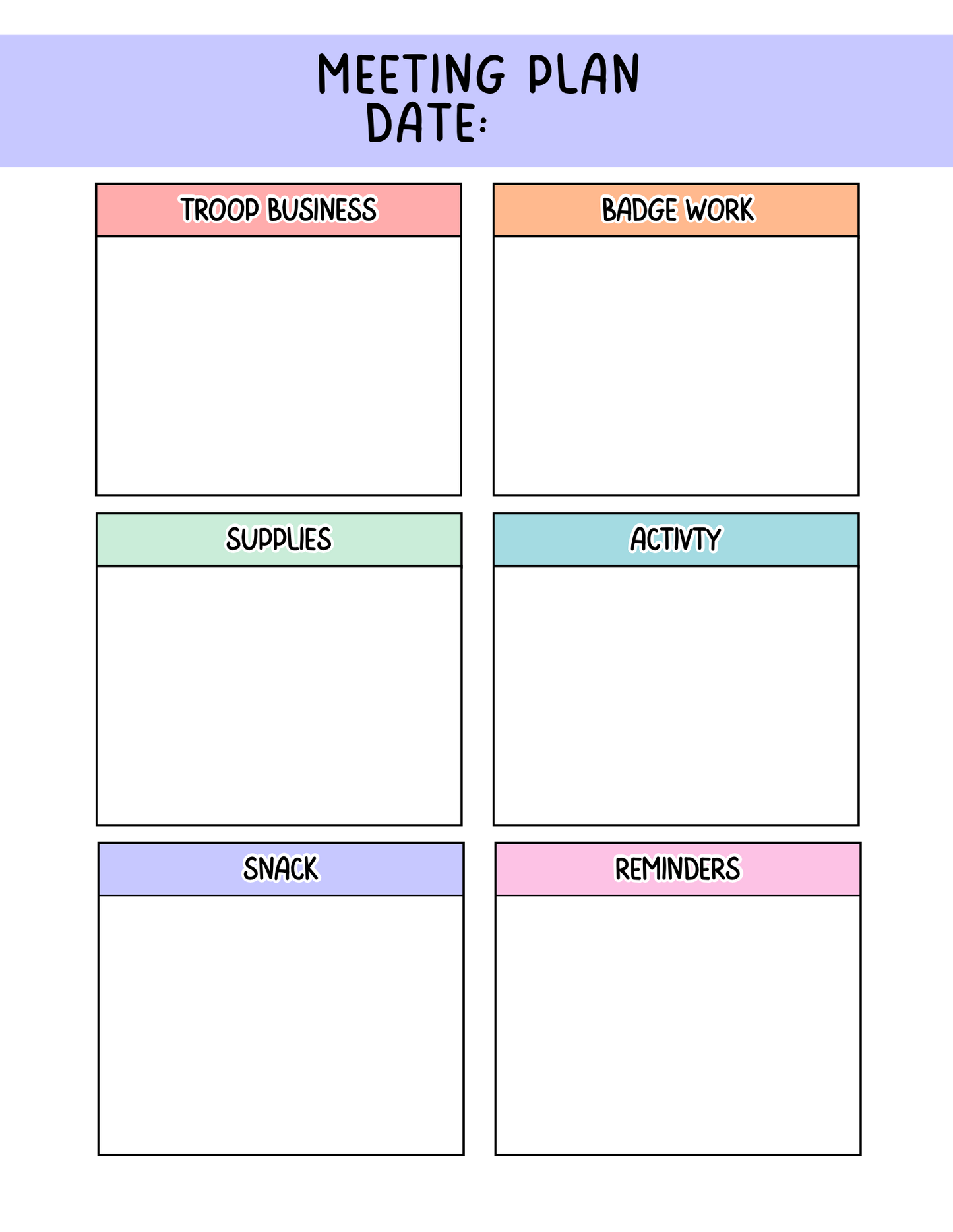 Troop Leader Planner